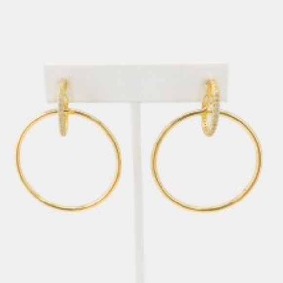 NEW Dangle Drop Gold Hoop Huggie Earrings - Picture 2 of 5